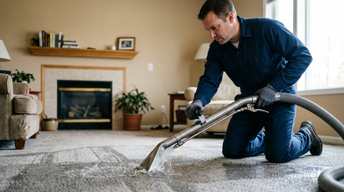 Water damage restoration technician working near Superior, NE